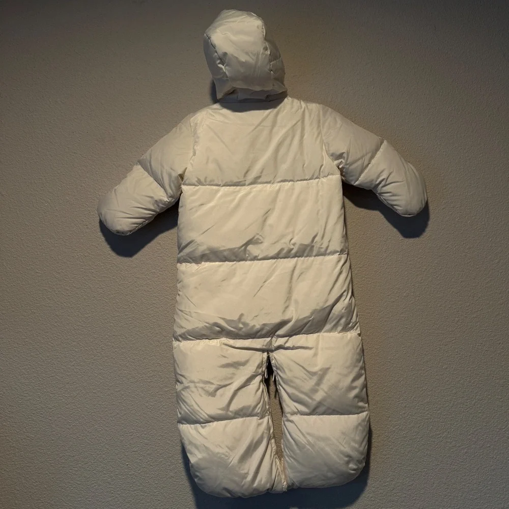 Baby Gap Cream Hooded Puffer Bunting‎ Snowsuit Fleece Lined 3-6 Months